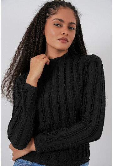 Kadın Dokulu Esnek Örme Bluz 975