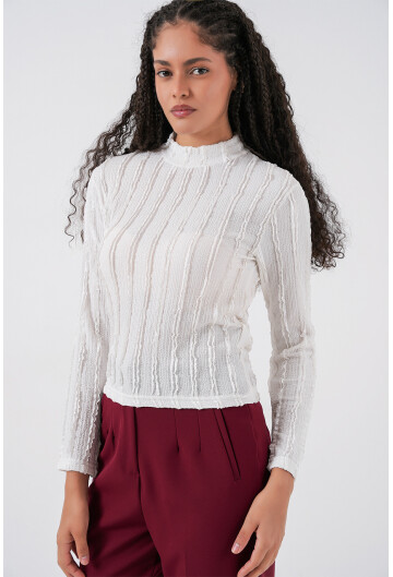 Kadın Dokulu Esnek Örme Bluz 975