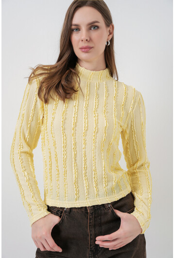 Kadın Dokulu Esnek Örme Bluz 975