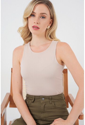 Kadın Halter Yaka Çıtçıtlı Body 972