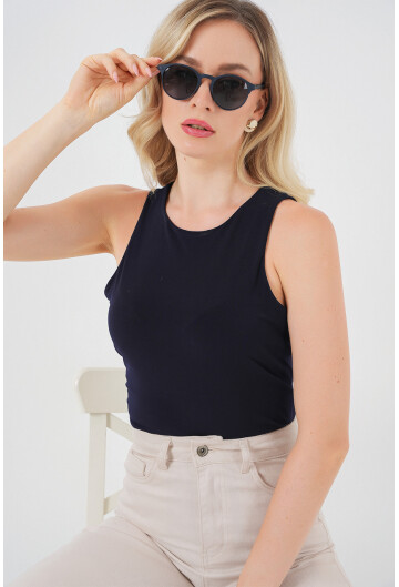 Kadın Halter Yaka Çıtçıtlı Body 972