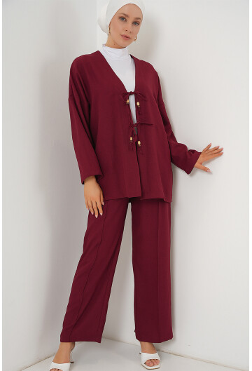 Kadın Keten Kimono İkili Takım 6727