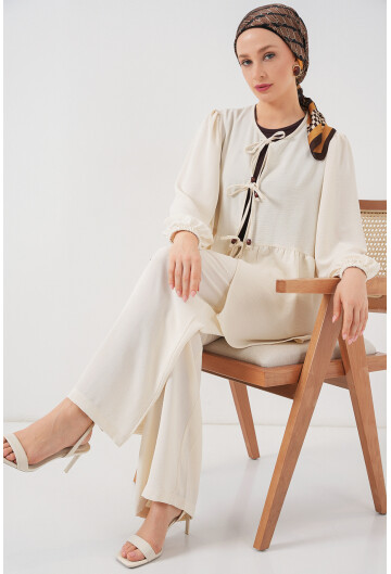 Kadın Keten Kimono İkili Takım 6727