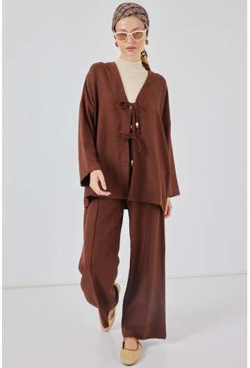 Kadın Keten Kimono İkili Takım 6727