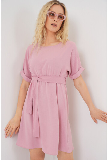Kadın Kısa Kol Mini Ayrobin Elbise 2572