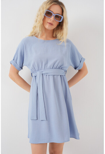 Kadın Kısa Kol Mini Ayrobin Elbise 2572