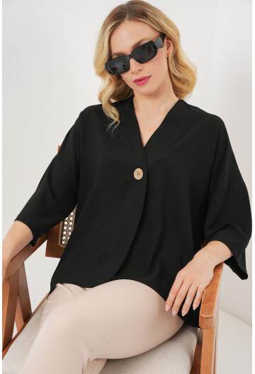 Kadın Kısa Kol Oversize Kimono 5969