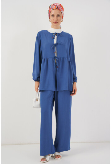 Kadın Önü Bağcıklı Tunik Pantolon İkili Takım 6744