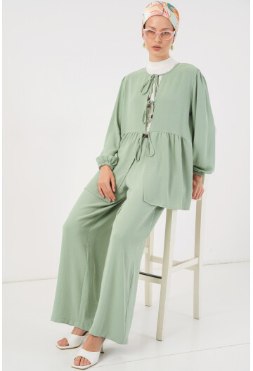 Kadın Önü Bağcıklı Tunik Pantolon İkili Takım 6744