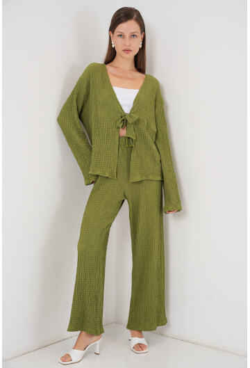 Kadın Örme Bluz Pantolon İkili Takım 30052