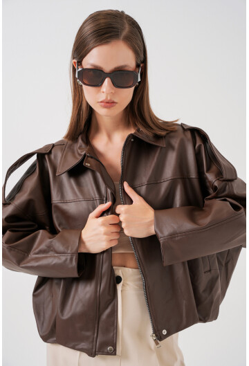 Kadın Oversize Deri Ceket 1055