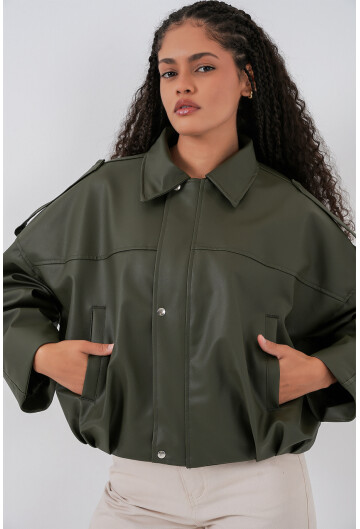 Kadın Oversize Deri Ceket 1055