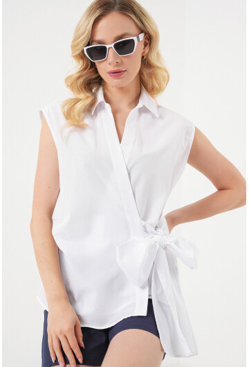 Kadın Sıfır Kol Anvelop Gömlek 20343