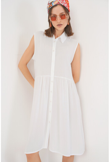 Kadın Sıfır Kol Midi Elbise 2563