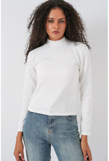 Kadın Uzun Kollu Fitilli Body 976