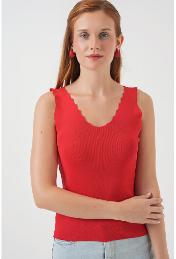 Kadın Zikzaklı V Yaka Bluz 15930