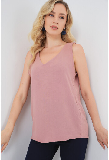 V Yaka Sıfır Kol Bluz 950