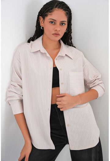 20205 Striped Oversized Shirt