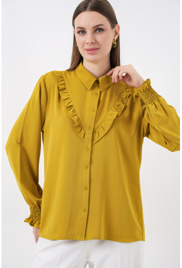 20223 Fırfırlı Uzun Kol Gömlek