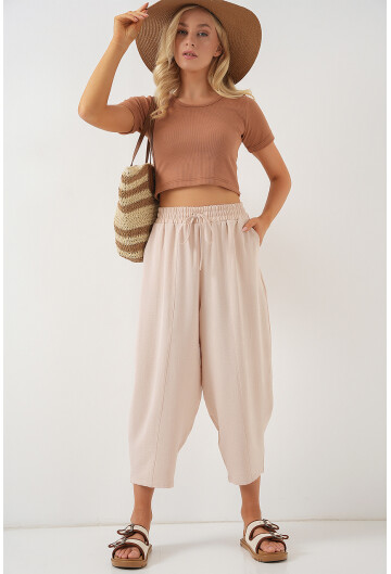 6591 Dokuma Şalvar Pantolon