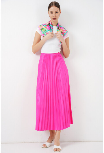 8009 Deri Görünümlü Piliseli Etek