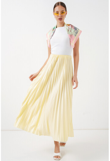 8009 Deri Görünümlü Piliseli Etek