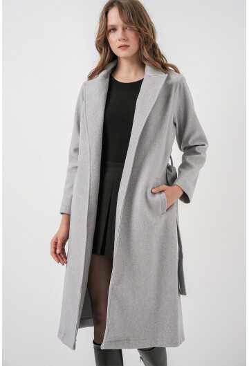 9118 Kruvaze Yaka Kaşe Kaban