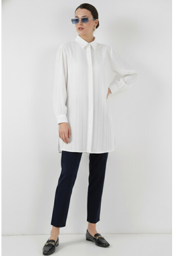 Çizgili Uzun Gömlek Tunik 5947
