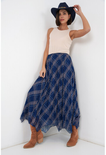 Kadın Asimetrik Kesim Şifon Etek 8056