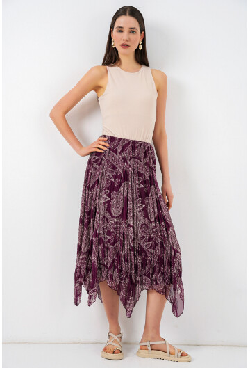 Kadın Asimetrik Tül Şifon Etek 8061