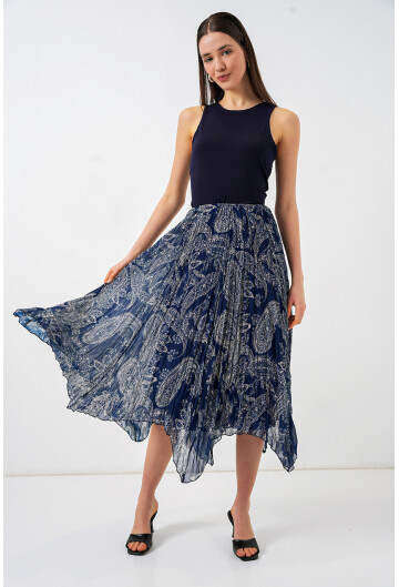 Kadın Asimetrik Tül Şifon Etek 8061