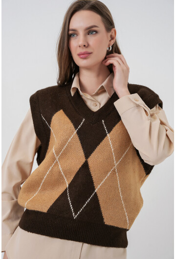 Kadın Baklava Desenli Süveter 15940