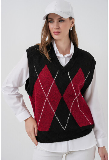 Kadın Baklava Desenli Süveter 15940