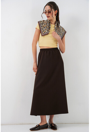 Kadın Beli Lastikli Uzun Etek 8072