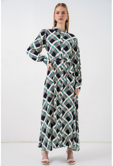 Kadın Boydan Düğmeli Uzun Tesettür Elbise 2588