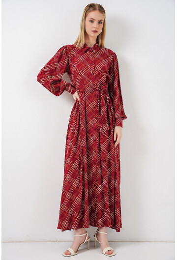 Kadın Boydan Düğmeli Uzun Tesettür Elbise 2588