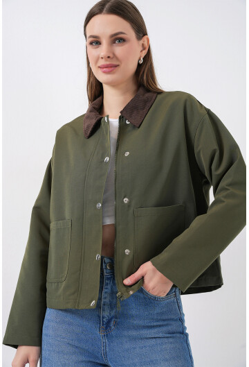 Kadın Cep Detaylı Kısa Ceket 5975