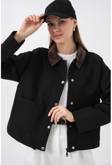 Kadın Cep Detaylı Kısa Ceket 5975