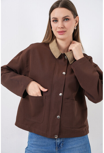 Kadın Cep Detaylı Kısa Ceket 5975