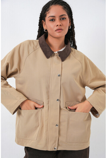 Kadın Cep Detaylı Oversize Ceket 5973