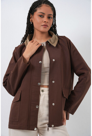 Kadın Cep Detaylı Oversize Ceket 5973