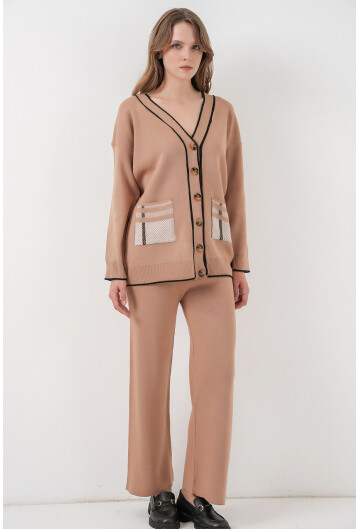 Kadın Cepli Hırka Triko İkili Takım 15964