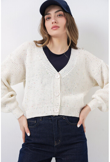 Kadın Crop Triko Hırka 15955