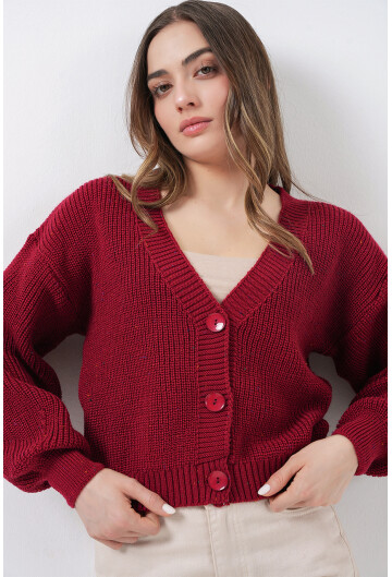 Kadın Crop Triko Hırka 15955