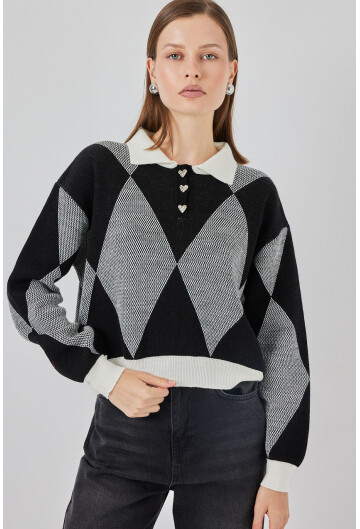 Kadın Crop Triko Kazak 15936