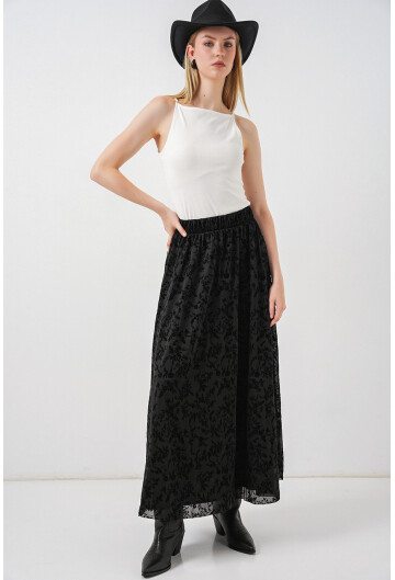 Kadın Desenli Astarlı Etek 8075