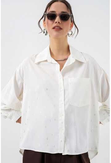 Kadın Desenli Oversize Gömlek 20361