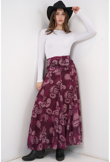 Kadın Desenli Şifon Etek 8057