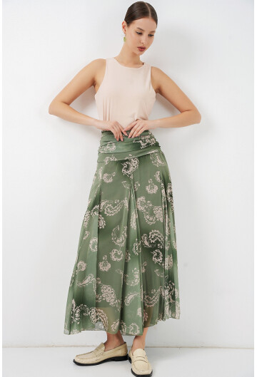 Kadın Desenli Şifon Etek 8057