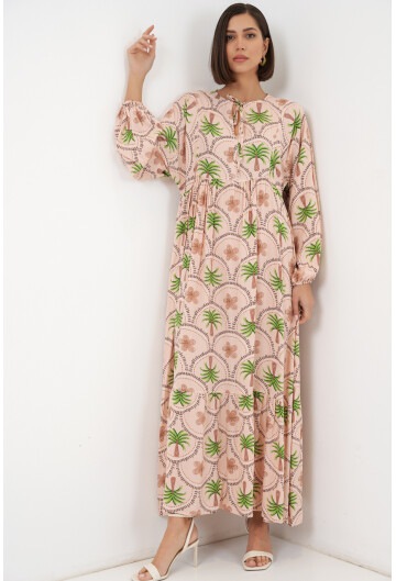 Kadın Desenli Tesettür Elbise 2594